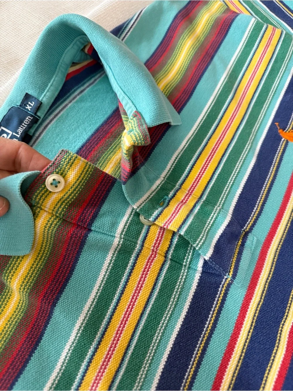 Vintage 90s Polo by Ralph Lauren “Serape Blanket” Multi-Stripe Polo Shirt - XL